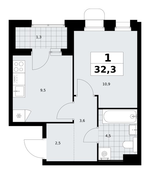 Планировка 32.3 м²