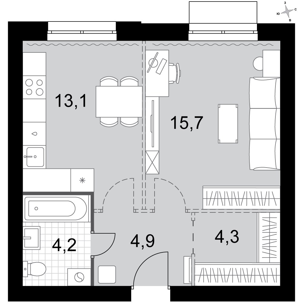 Планировка 42.2 м²
