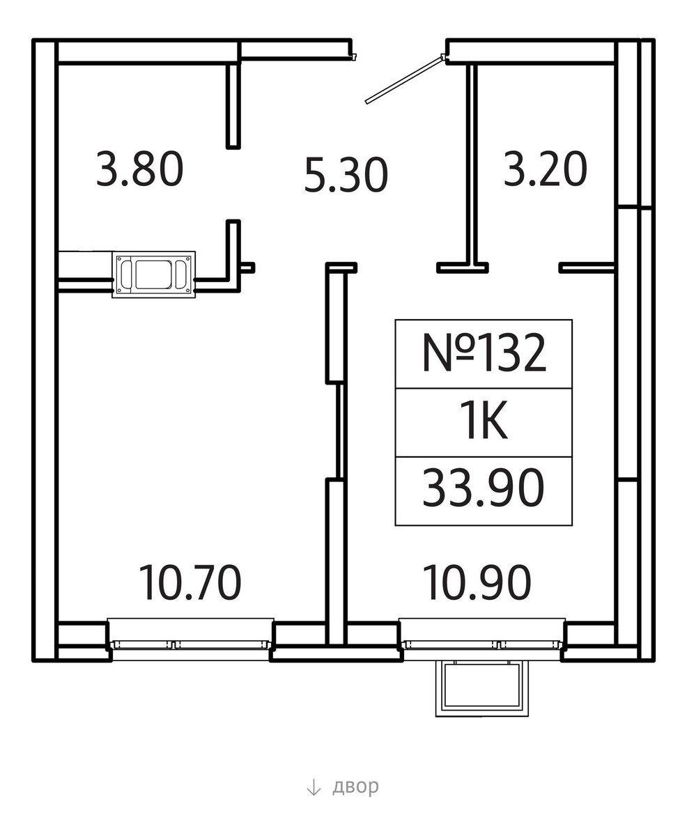 Планировка 33.9 м²