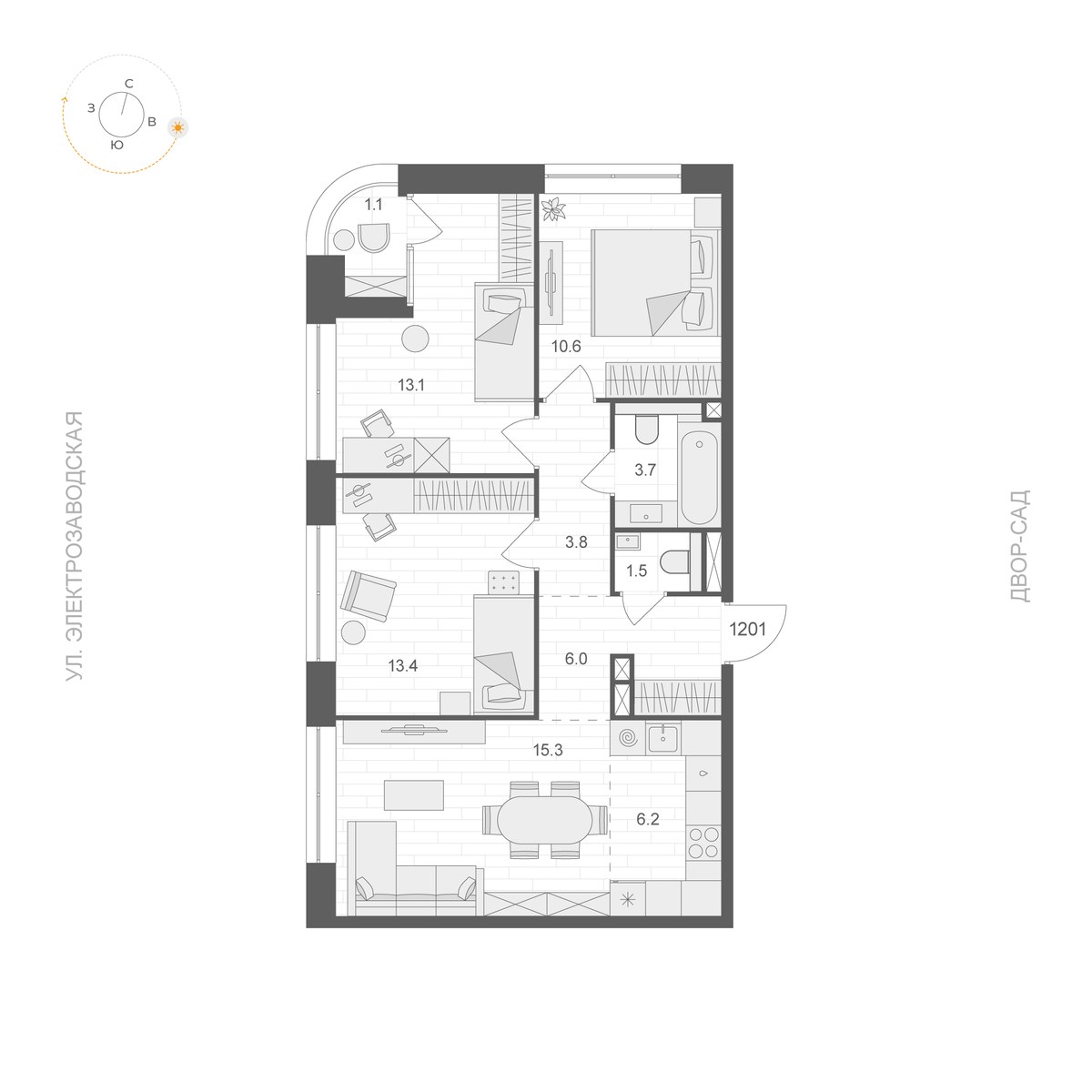 Планировка 74.15 м²