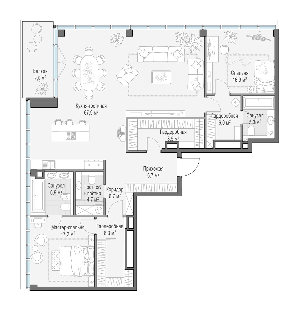 Планировка 157.4 м²