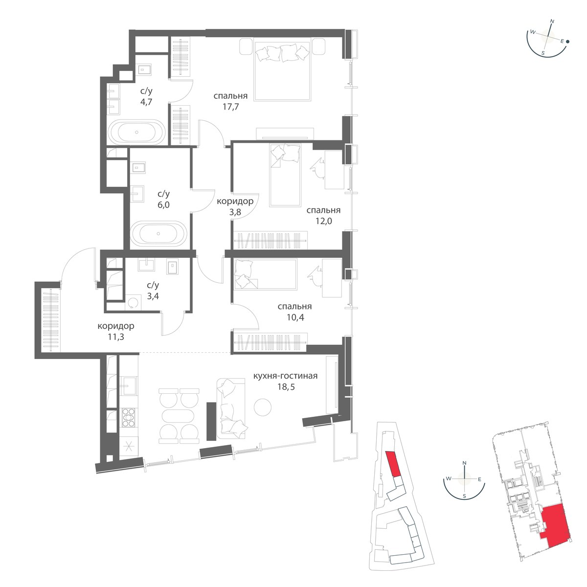 Планировка 87.8 м²