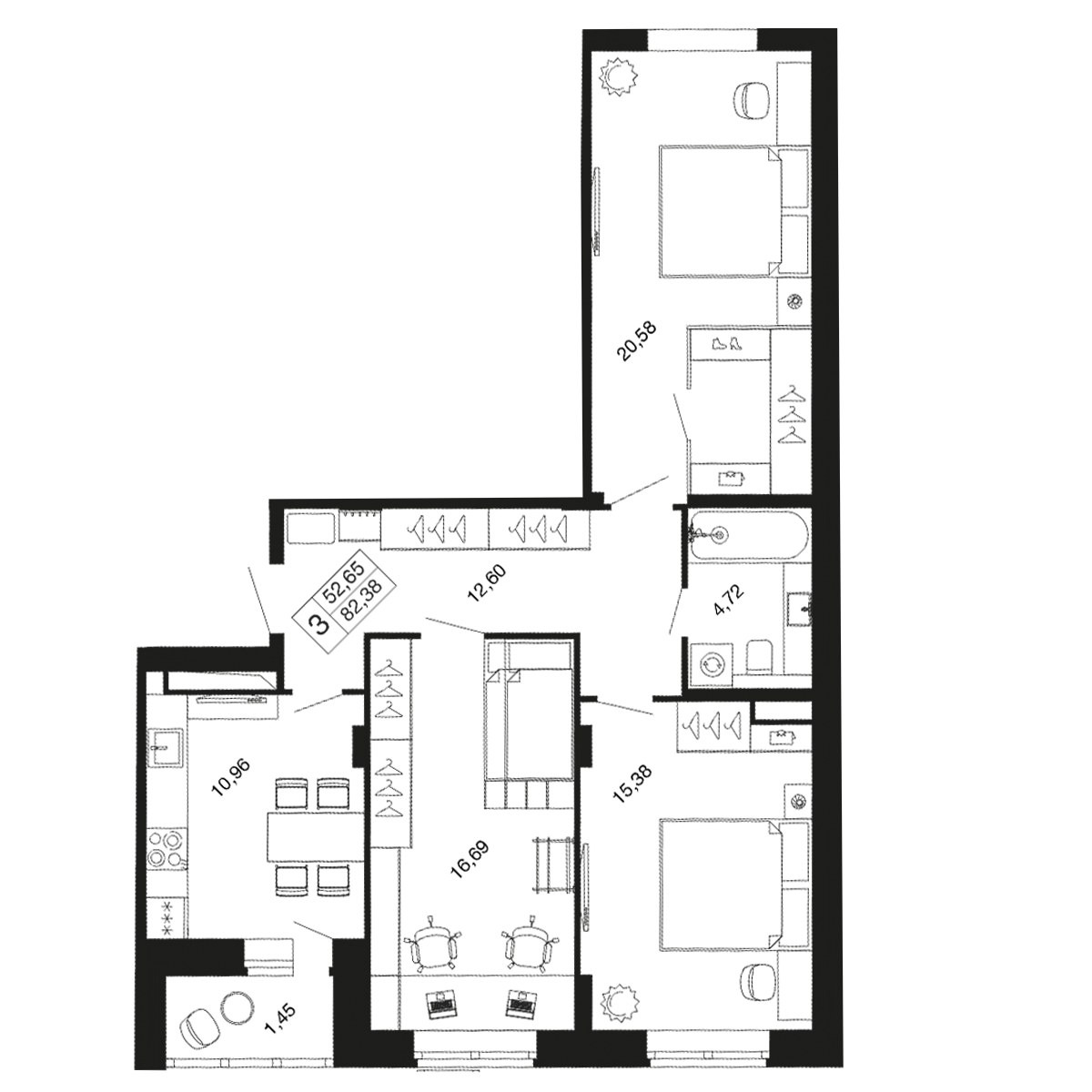 Планировка 80.9 м²