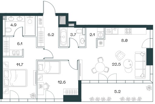 Планировка 83.0 м²