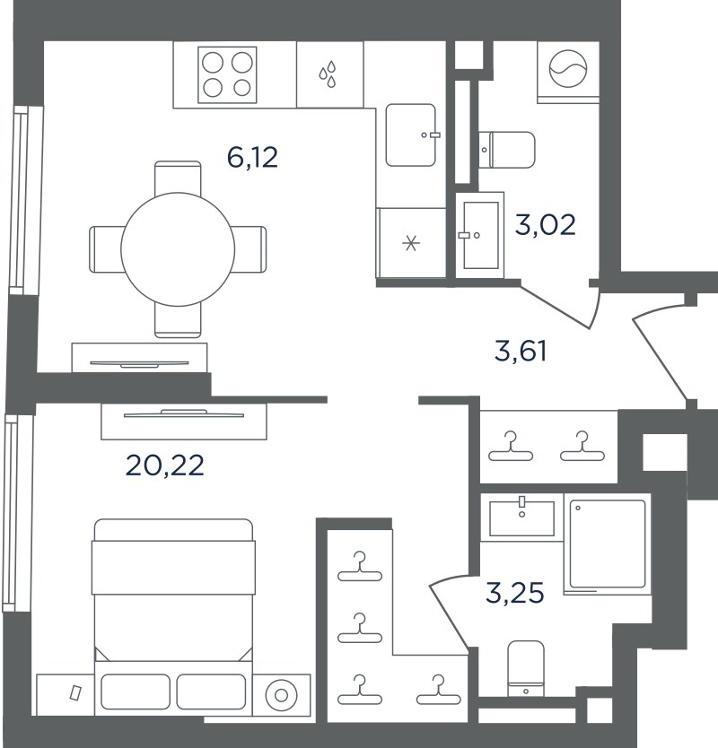 Планировка: 1-комнатная, 36.22 м²