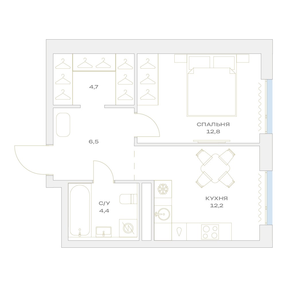 Планировка 40.6 м²