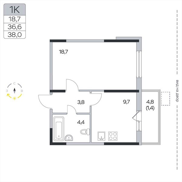 Планировка 38.0 м²