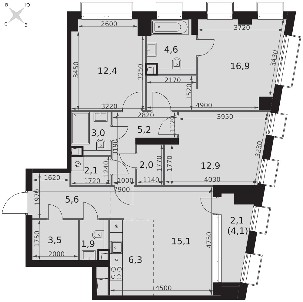 Планировка 93.6 м²