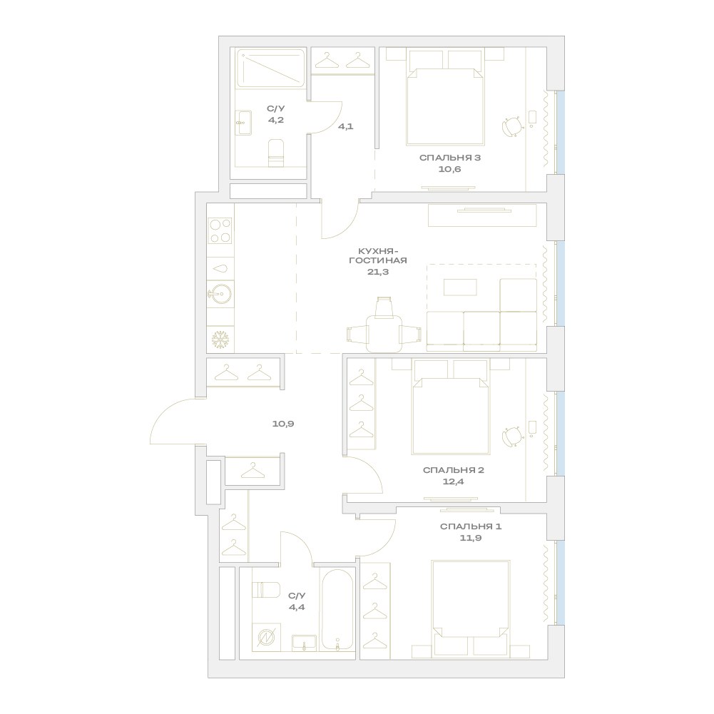 Планировка 79.8 м²