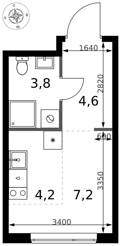 Планировка 19.8 м²