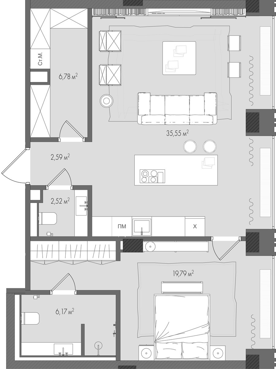 Планировка 73.4 м²