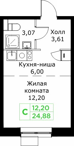 Планировка 24.9 м²