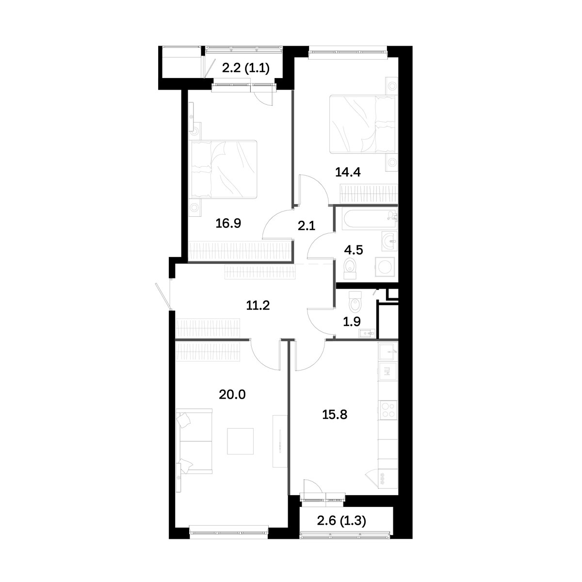 Планировка 89.2 м²