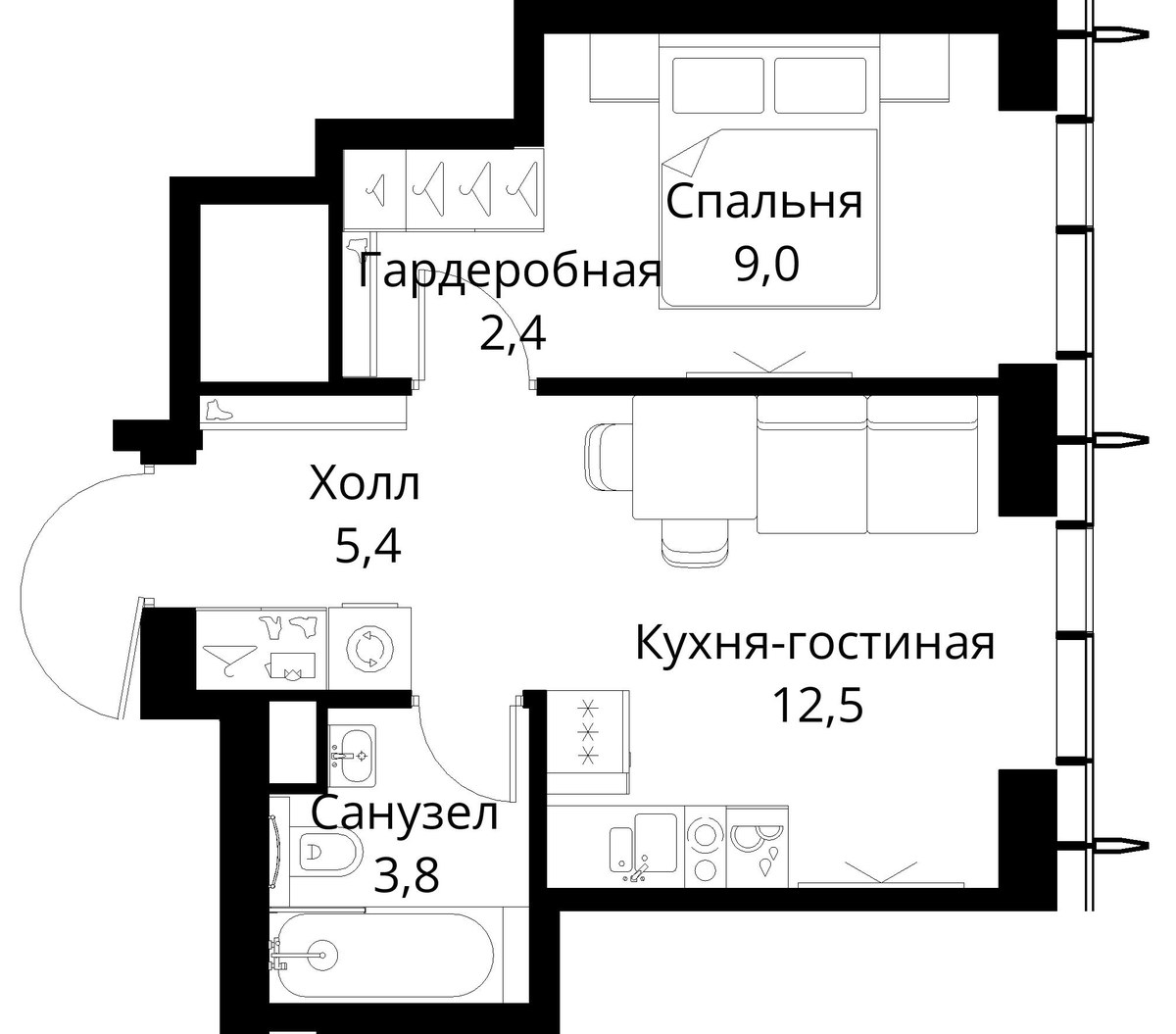 Планировка 33.1 м²