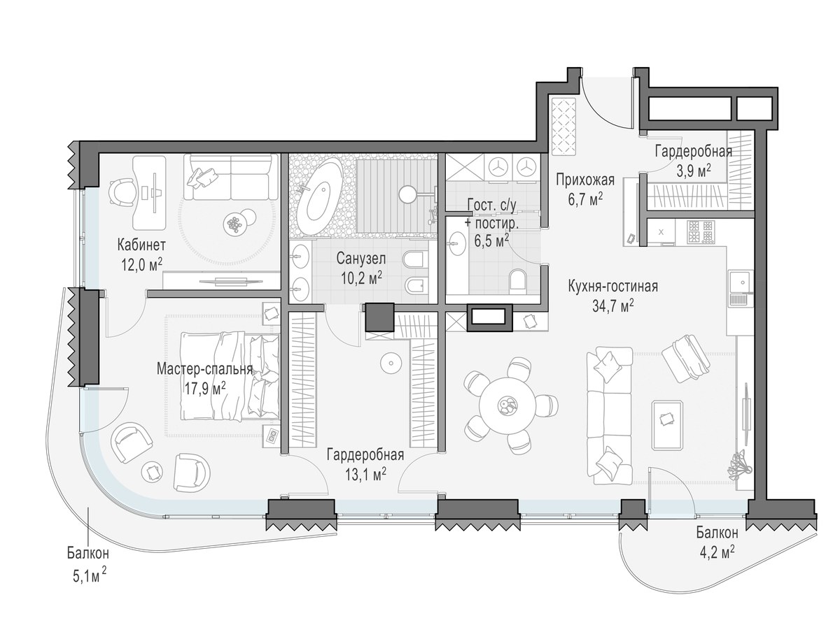 Планировка 106.8 м²