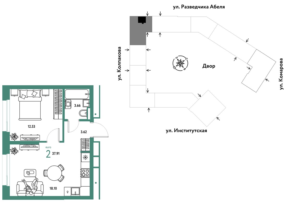 Планировка 37.91 м²