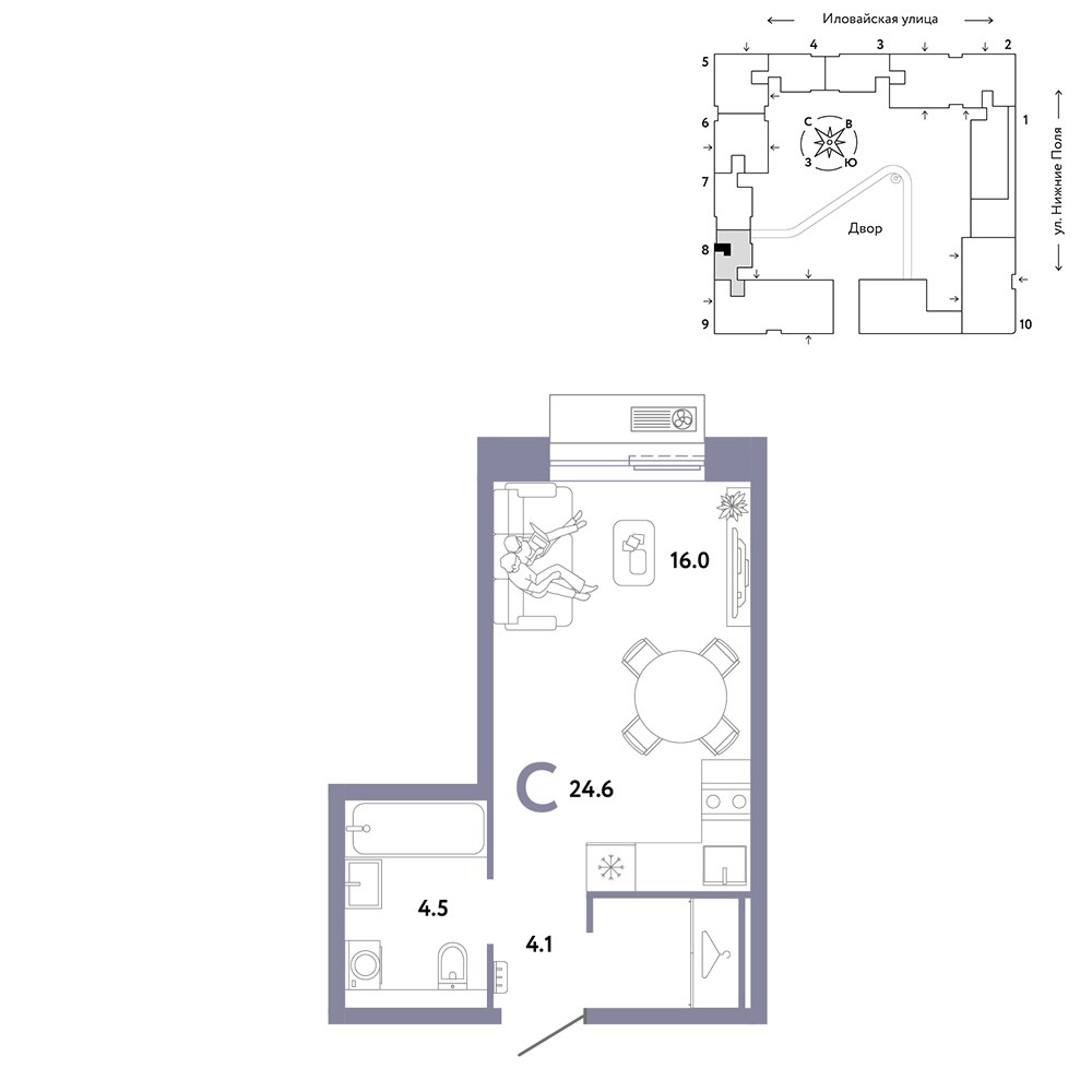 Планировка 24.6 м²