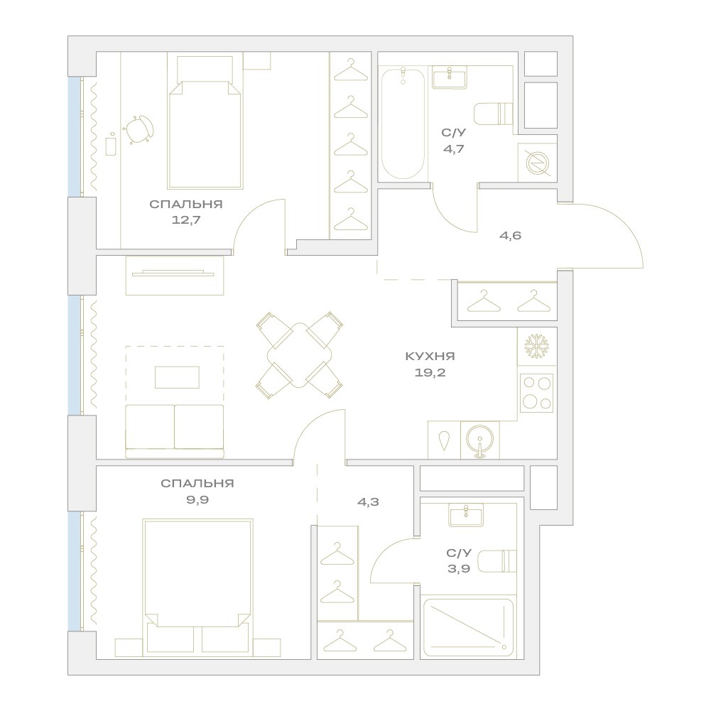 Планировка 59.3 м²