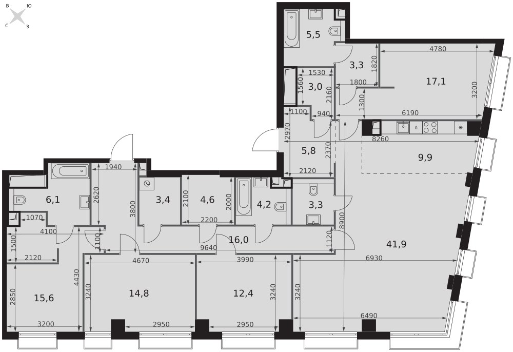 Планировка 166.9 м²