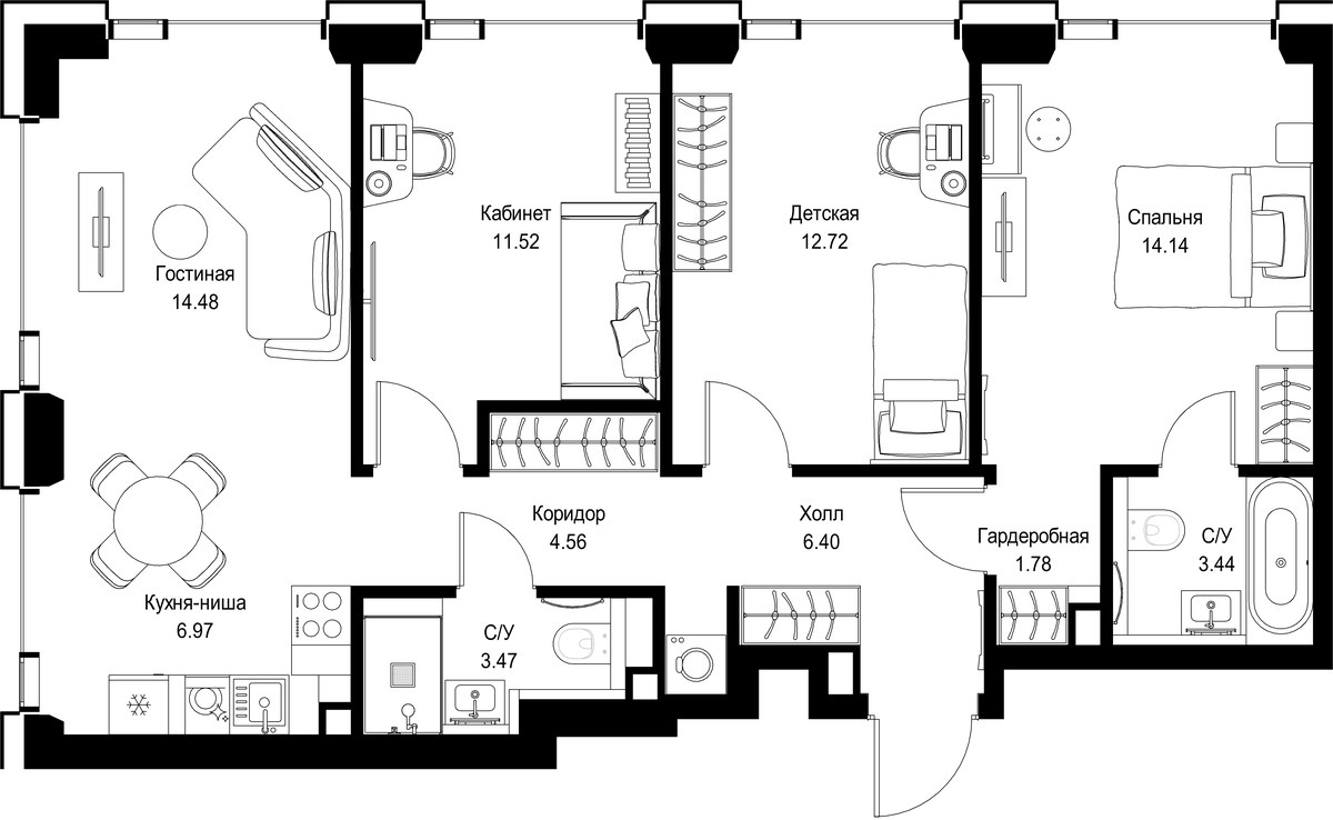 Планировка 79.48 м²