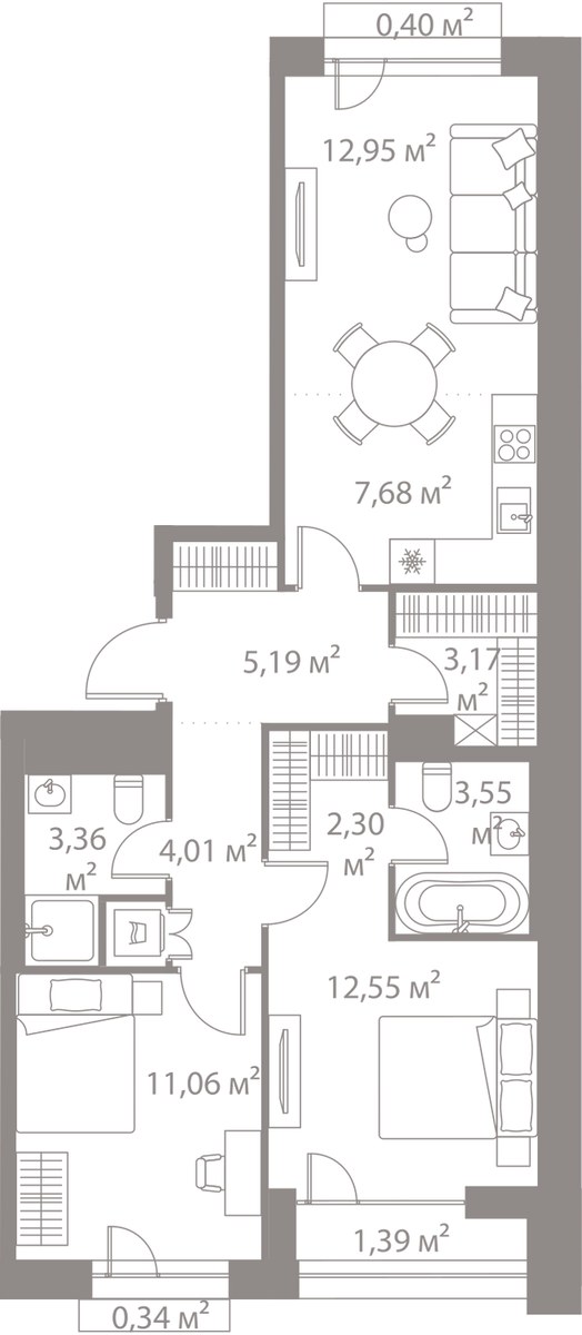 Планировка 67.95 м²