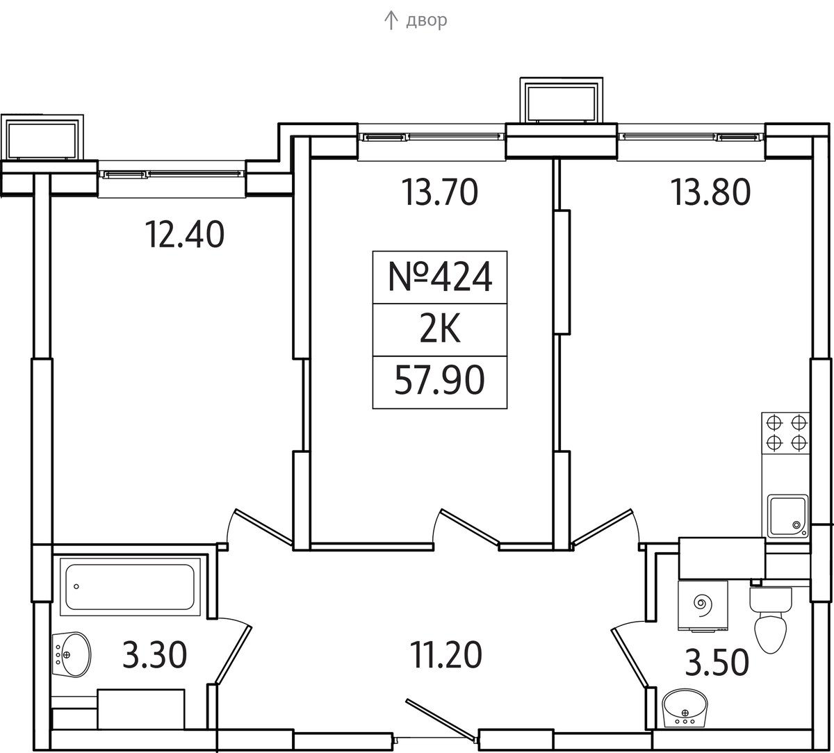 Планировка 57.9 м²