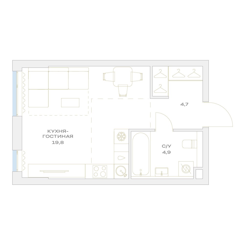 Планировка 29.4 м²
