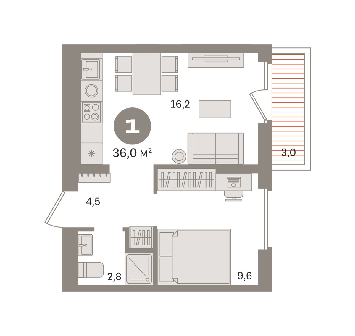 Планировка 36.02 м²