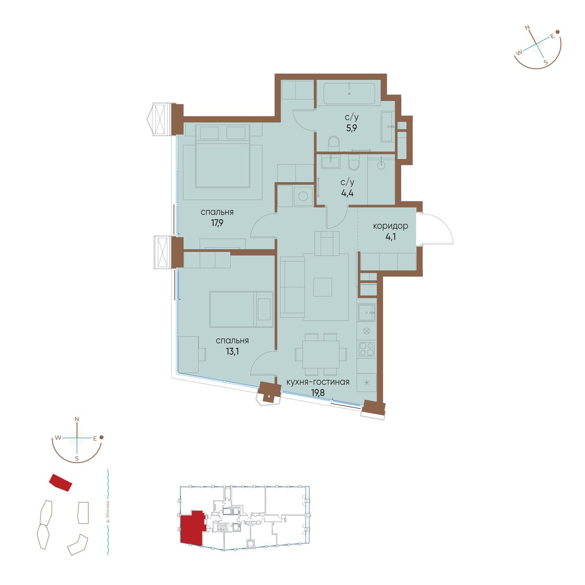 Планировка 65.2 м²