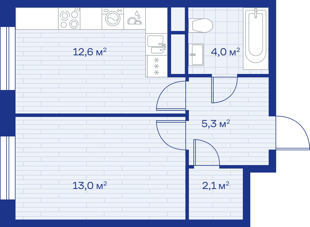 Планировка: 1-комнатная, 37.0 м²