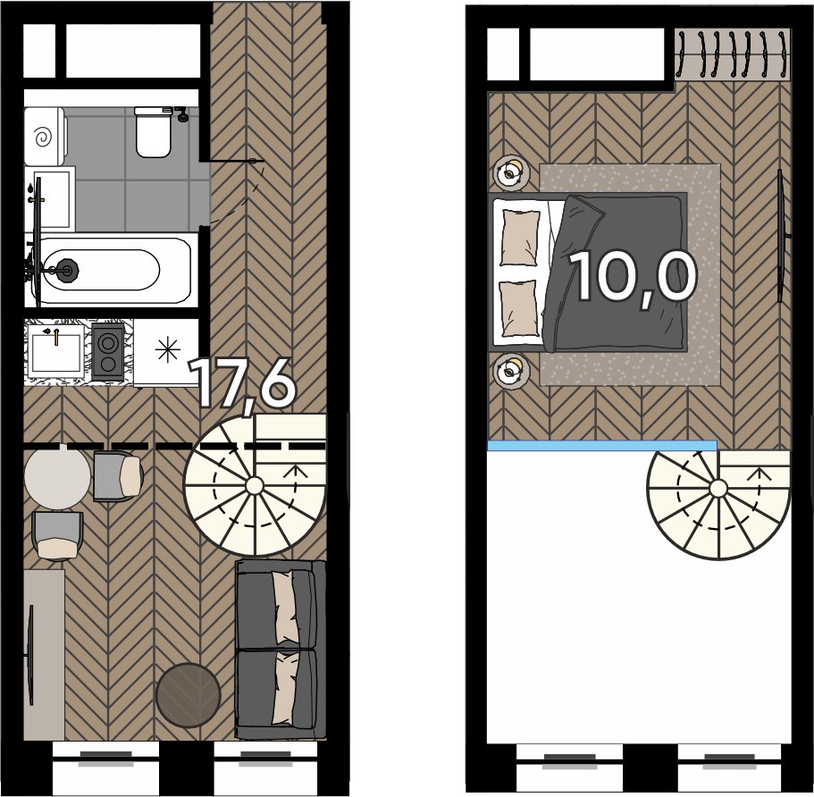 Планировка: Студия, 24.6 м²