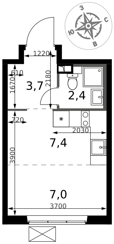 Планировка 20.5 м²