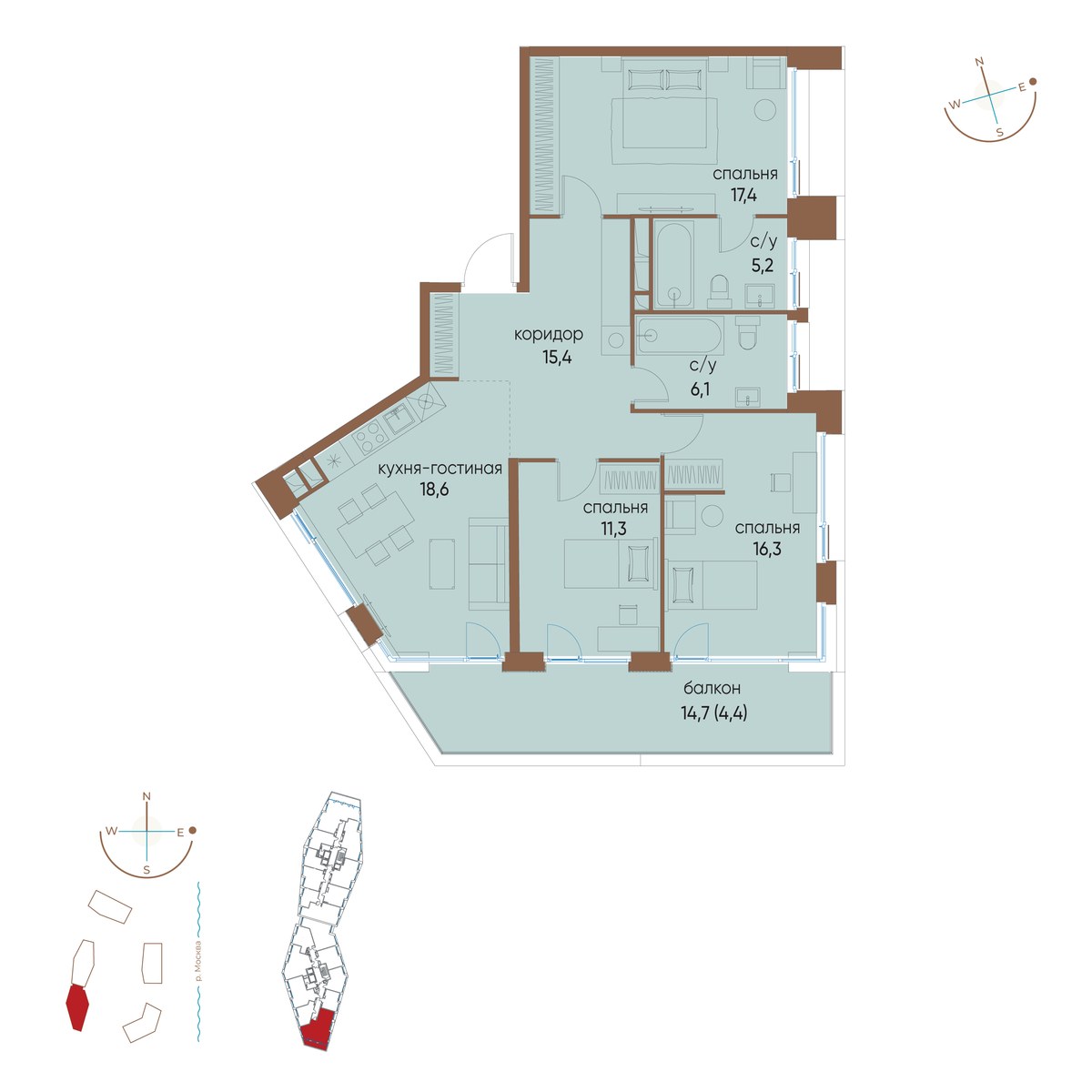 Планировка 94.7 м²