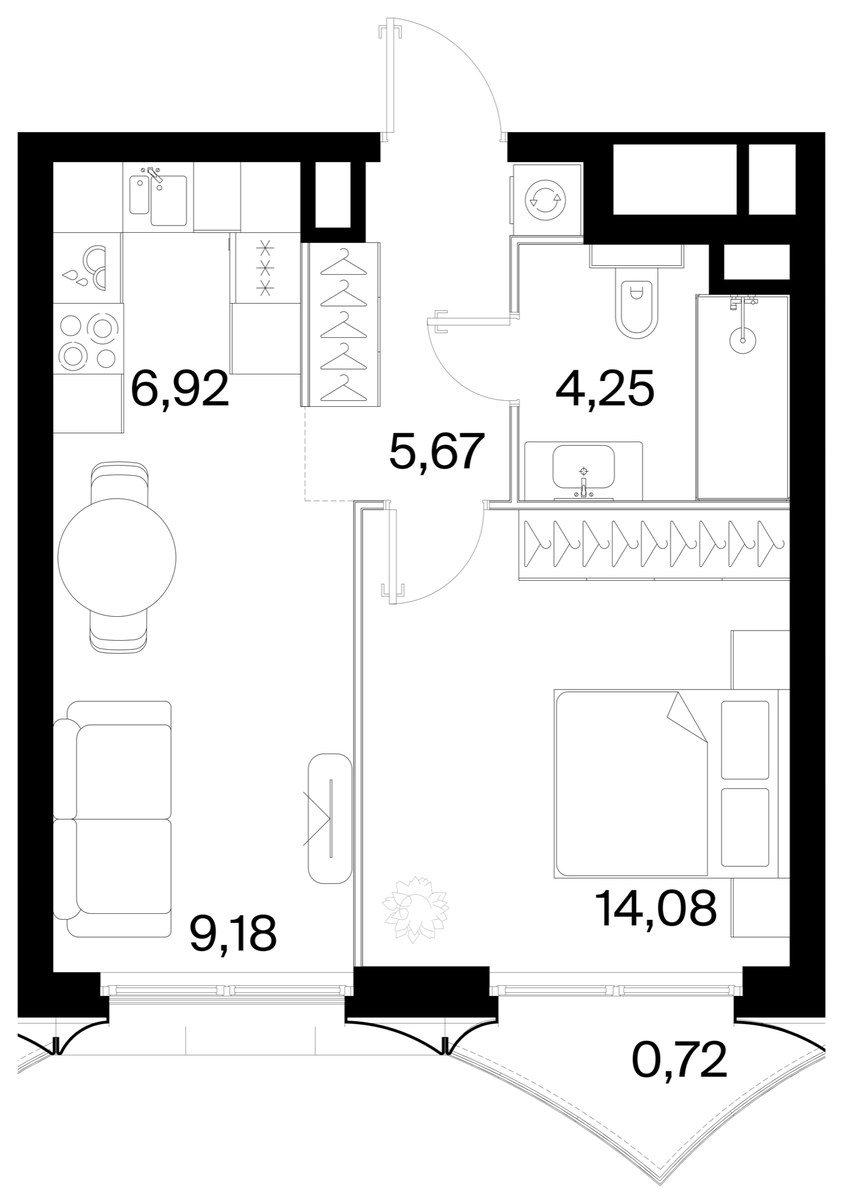 Планировка 40.82 м²