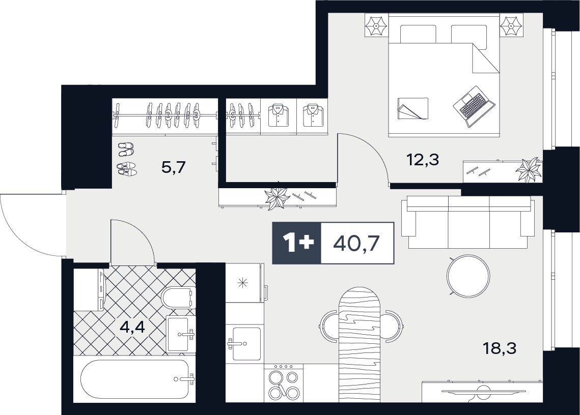 Планировка 40.7 м²