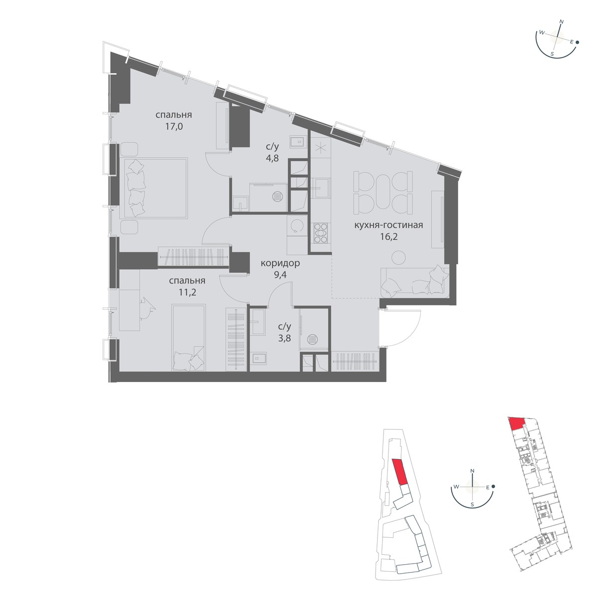 Планировка 62.4 м²