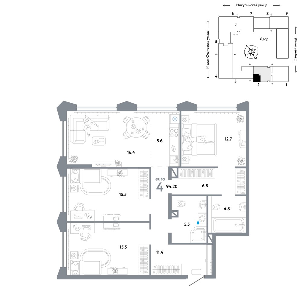 Планировка 94.2 м²