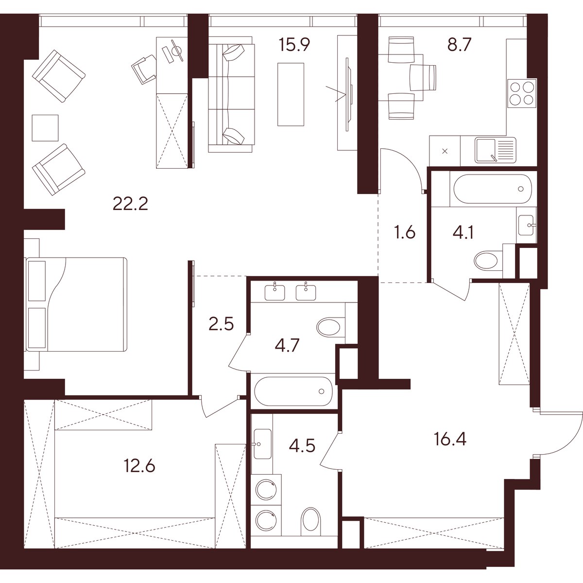 Планировка 93.2 м²