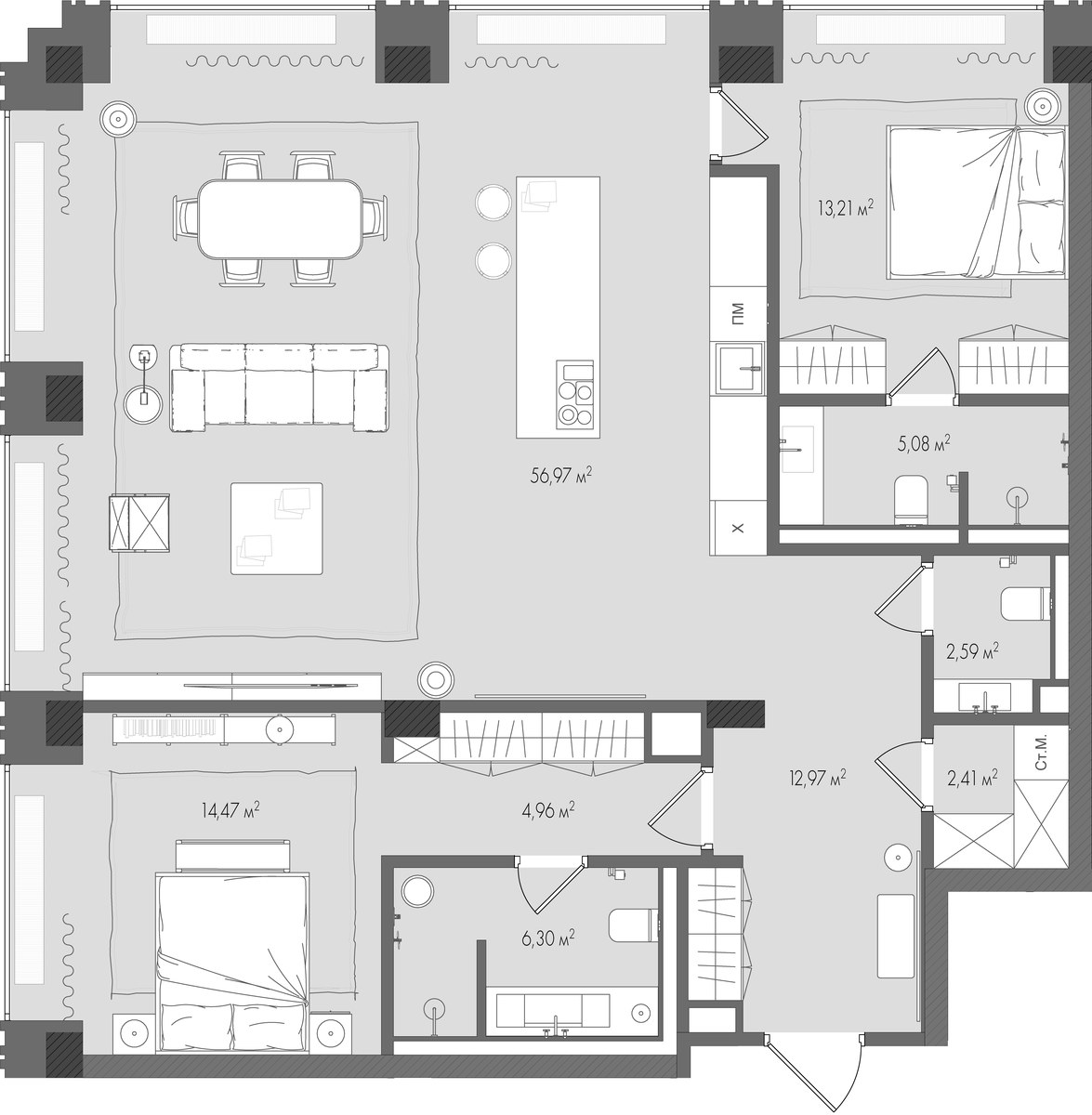 Планировка 119.1 м²
