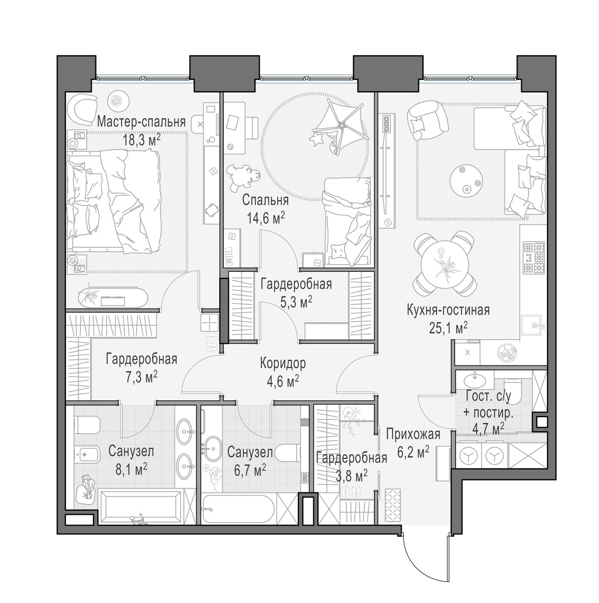 Планировка 105.2 м²