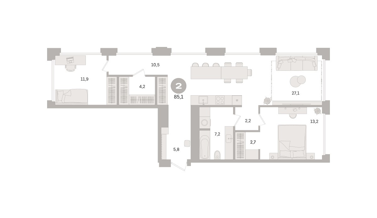 Планировка 85.1 м²