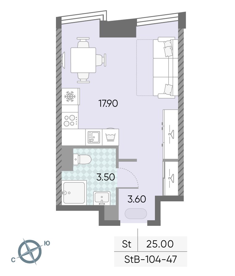 Планировка 25.0 м²