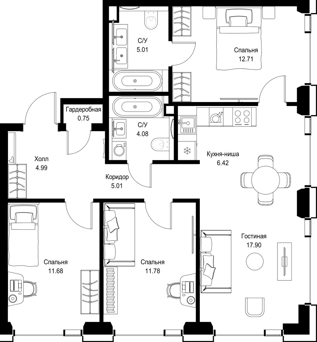 Планировка 80.33 м²