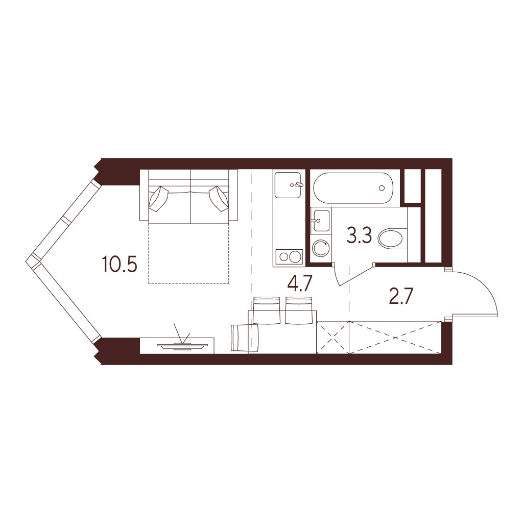 Планировка 21.2 м²