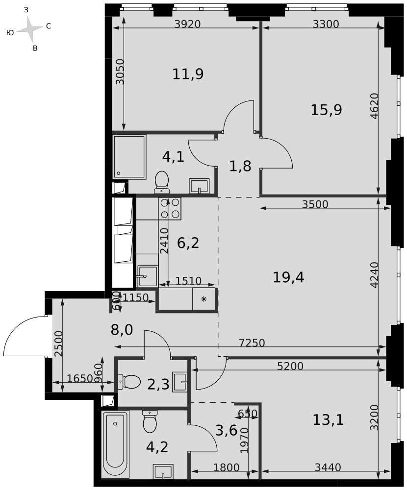 Планировка 90.5 м²