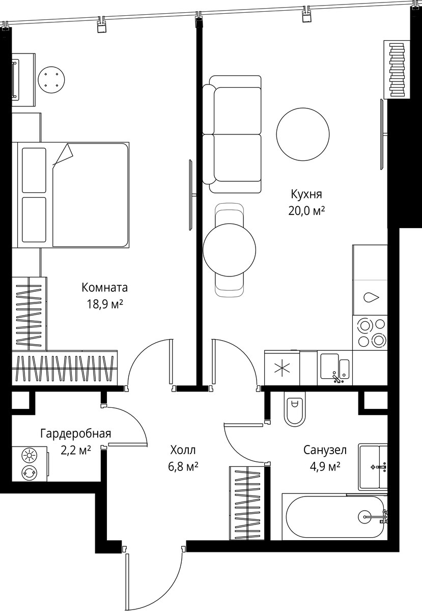 Планировка 52.8 м²