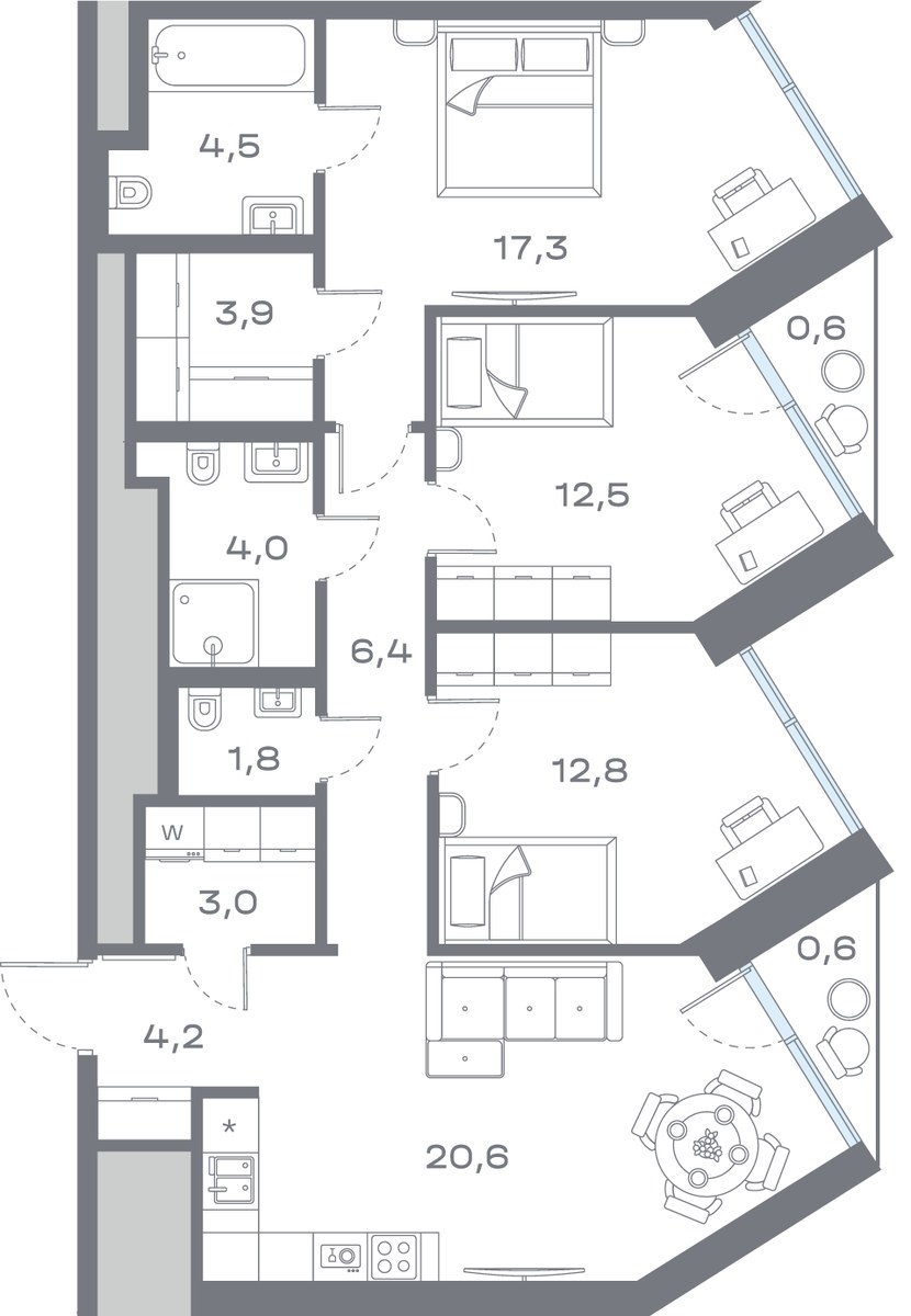 Планировка 92.21 м²
