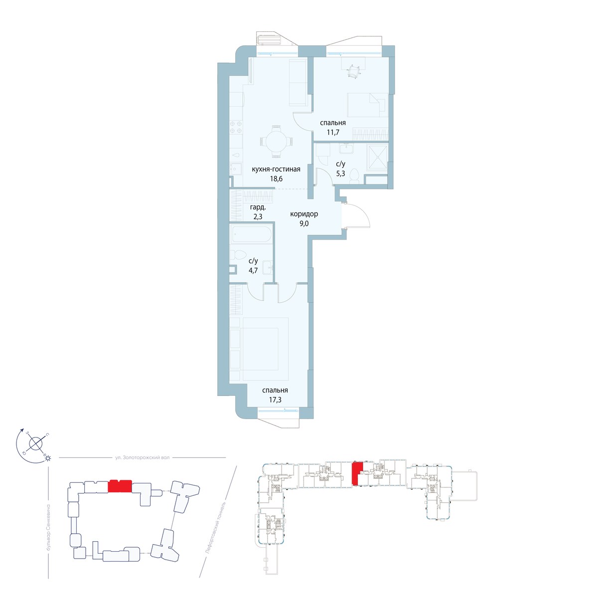Планировка 68.9 м²