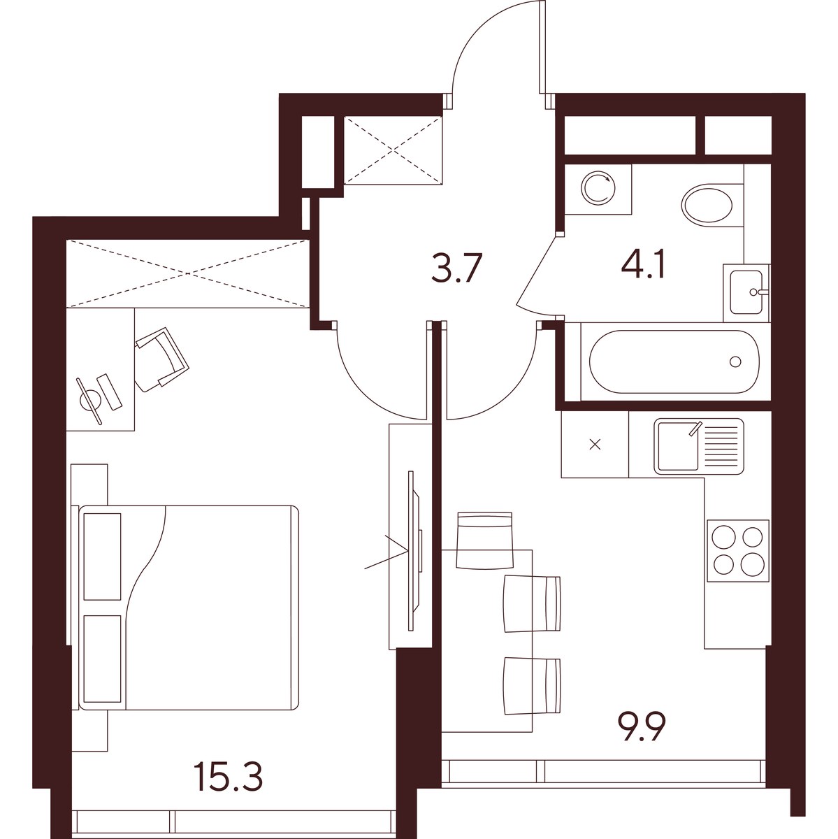 Планировка 33.0 м²