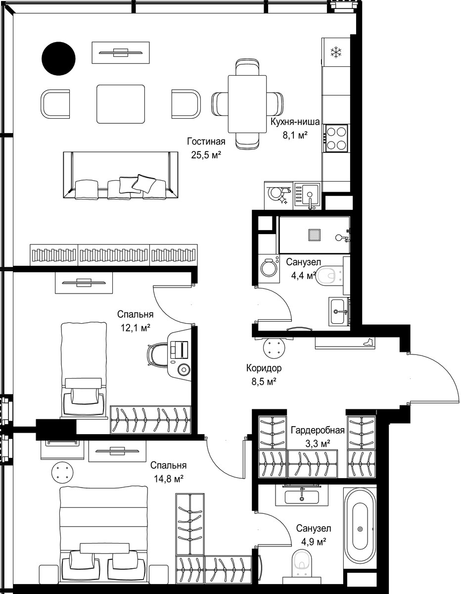 Планировка 81.6 м²